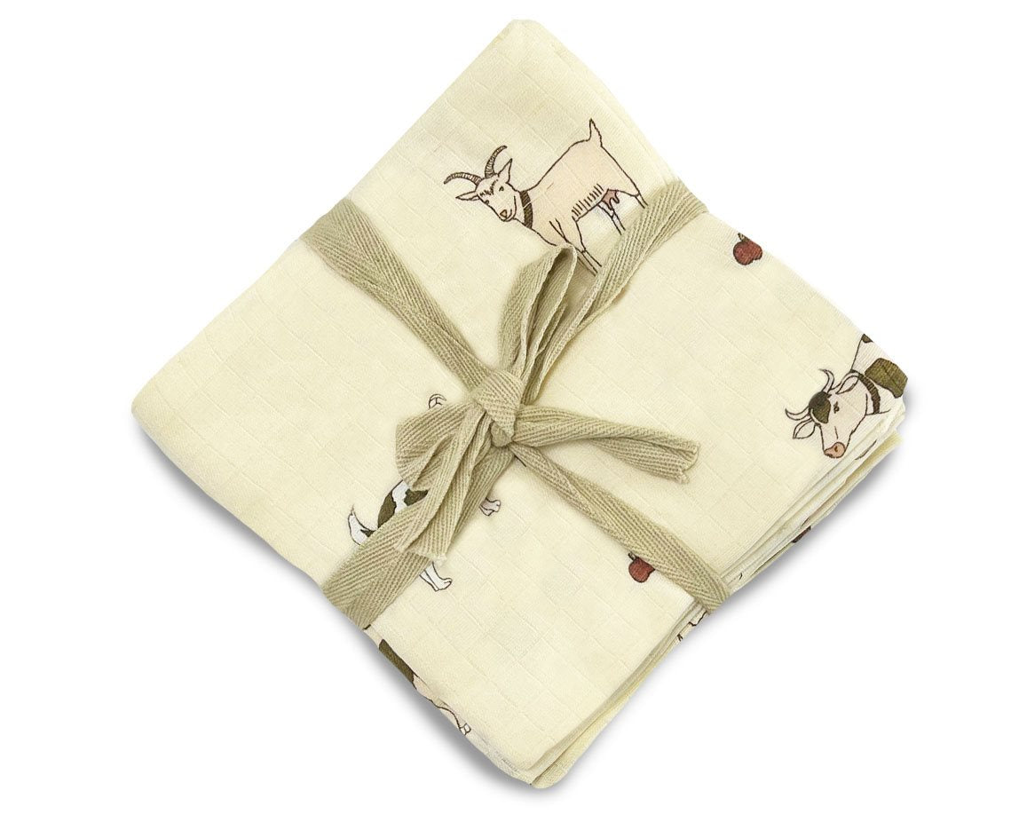 Gamcha Farm Print x2 Pack Organic Cottons Muslins