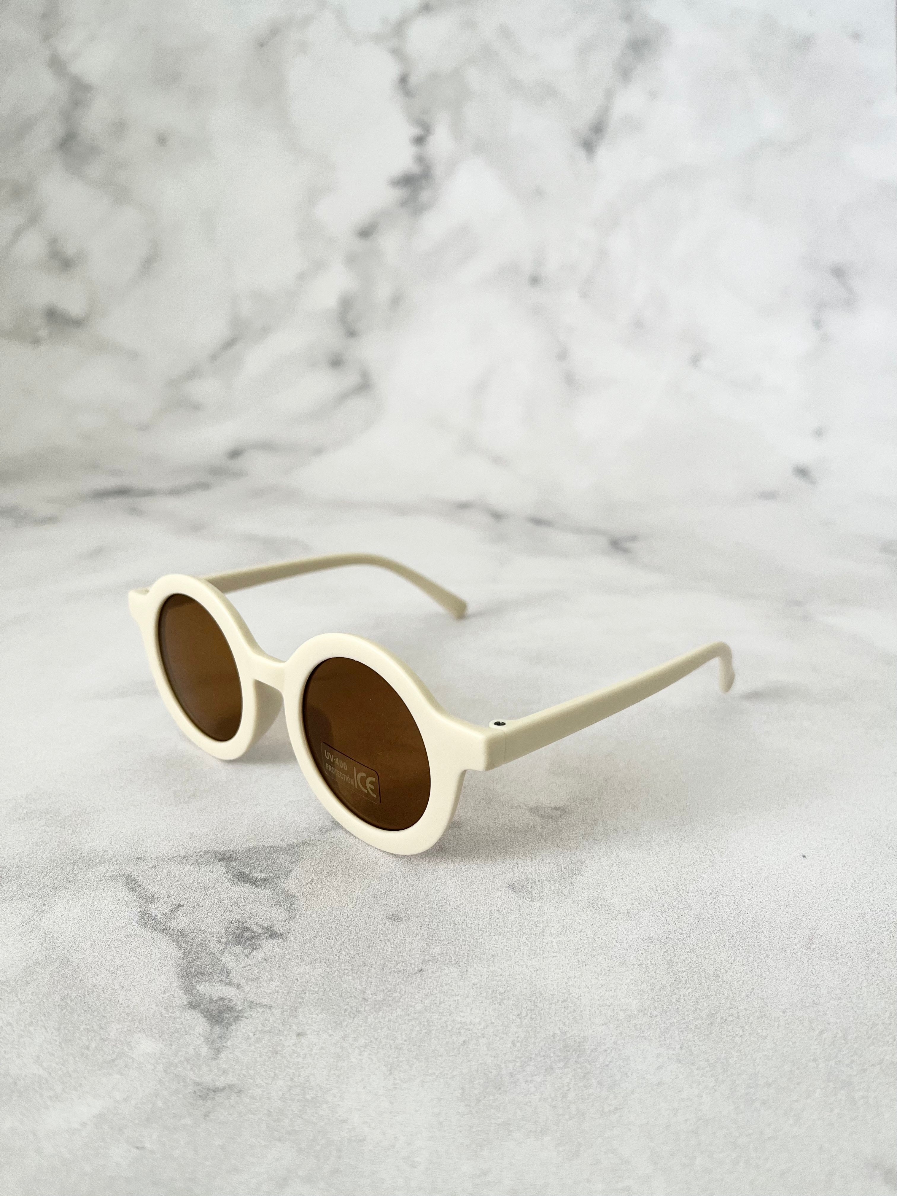 Luna Rose Round Matte Sunglasses Off White