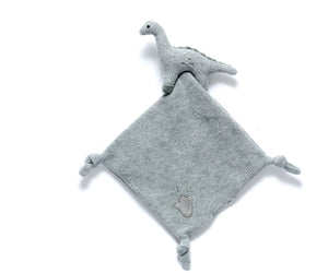 Knitted Organic Grey Dinosaur With Grey Comfort Blanket