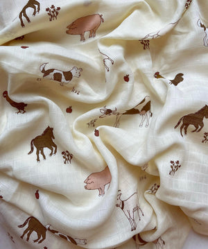 Gamcha Farm Print x2 Pack Organic Cottons Muslins