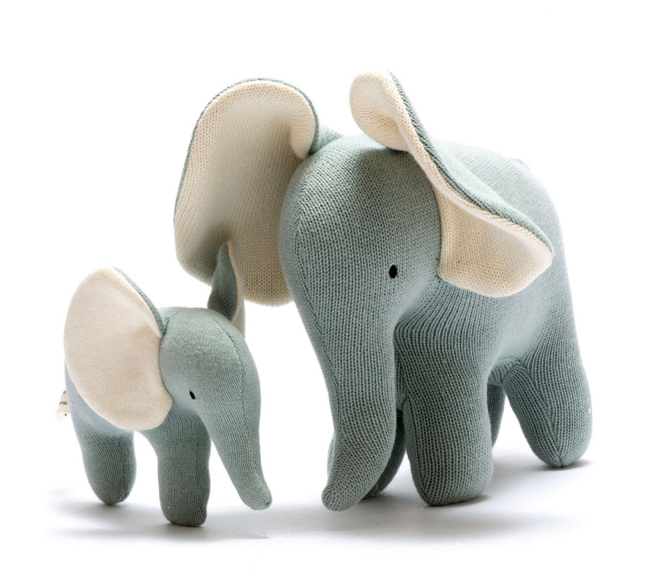 Knitted Large Teal Organic Cotton Elephant