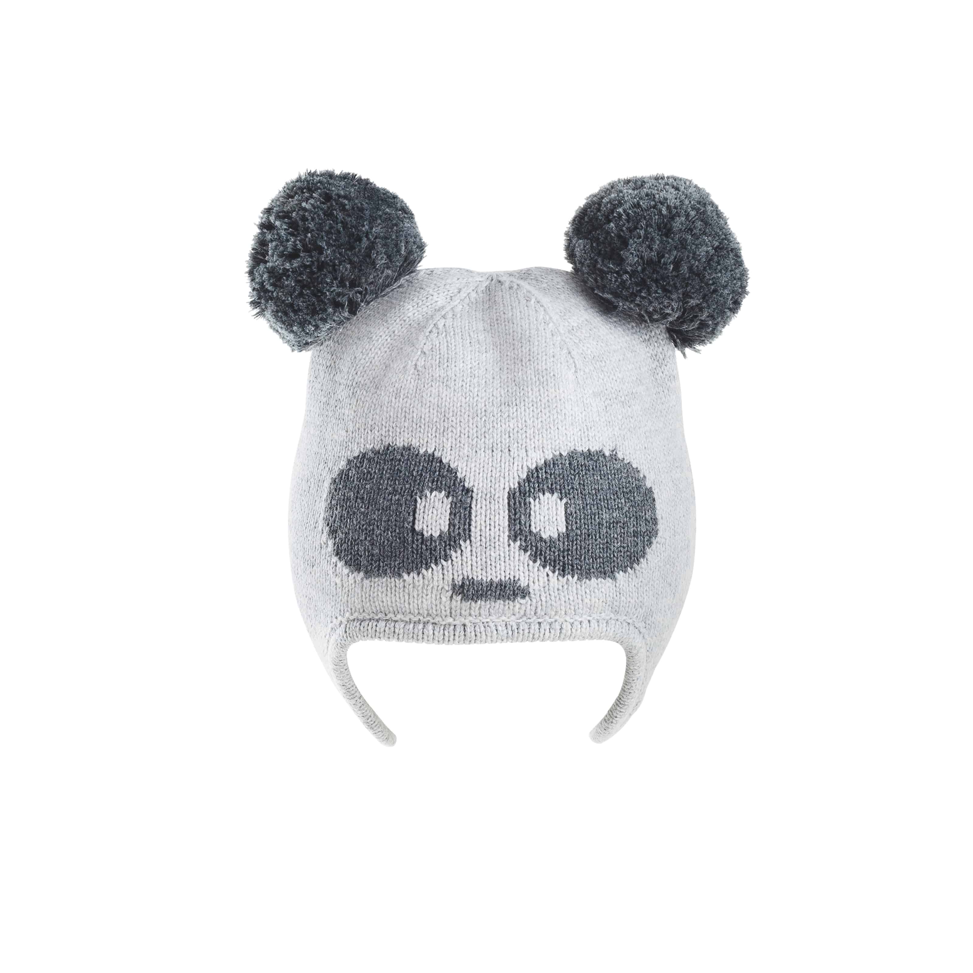 Baby Mori Grey Knitted Panda Hat