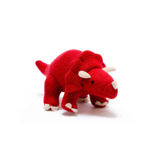 Knitted Small Red Triceratops Rattle